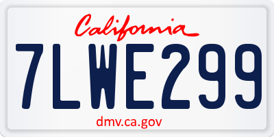 CA license plate 7LWE299
