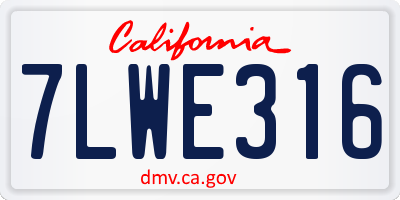 CA license plate 7LWE316