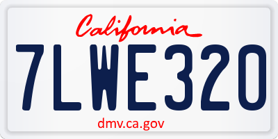 CA license plate 7LWE320