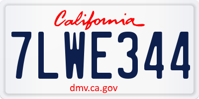 CA license plate 7LWE344