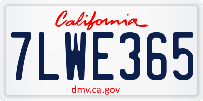 CA license plate 7LWE365