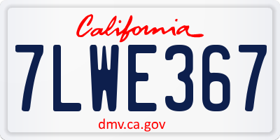 CA license plate 7LWE367