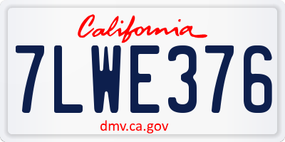 CA license plate 7LWE376