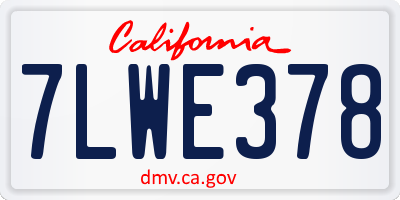 CA license plate 7LWE378