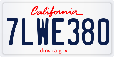 CA license plate 7LWE380