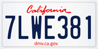 CA license plate 7LWE381