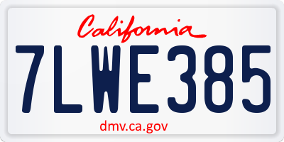 CA license plate 7LWE385
