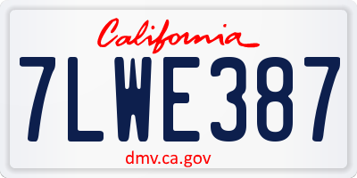 CA license plate 7LWE387
