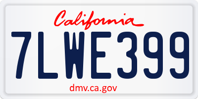 CA license plate 7LWE399