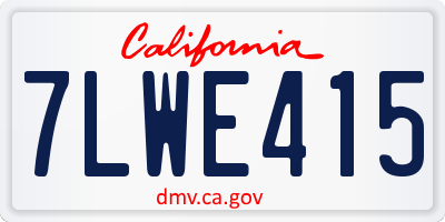 CA license plate 7LWE415