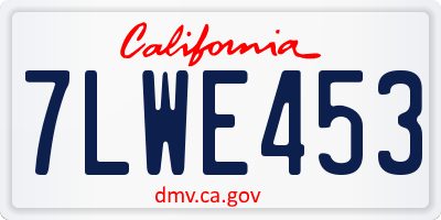 CA license plate 7LWE453