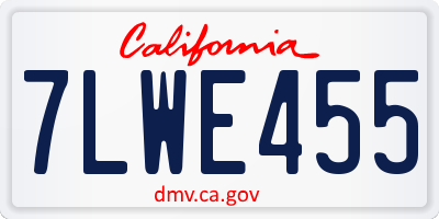CA license plate 7LWE455