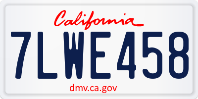 CA license plate 7LWE458