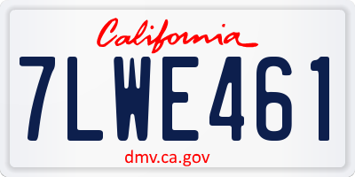 CA license plate 7LWE461