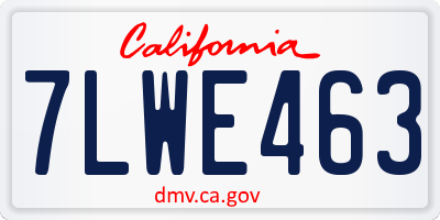 CA license plate 7LWE463