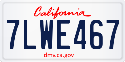 CA license plate 7LWE467