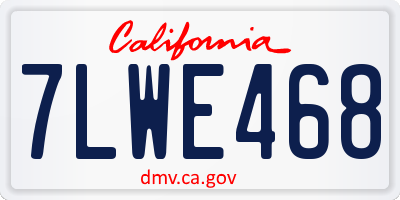 CA license plate 7LWE468