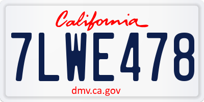 CA license plate 7LWE478