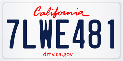 CA license plate 7LWE481