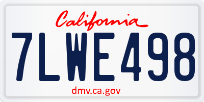 CA license plate 7LWE498