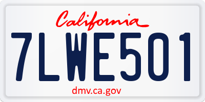 CA license plate 7LWE501