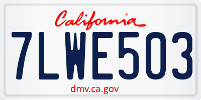 CA license plate 7LWE503