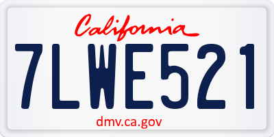 CA license plate 7LWE521