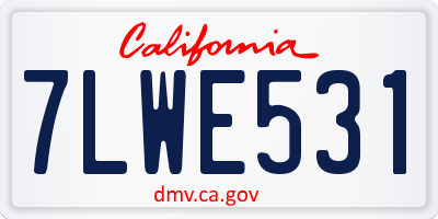 CA license plate 7LWE531