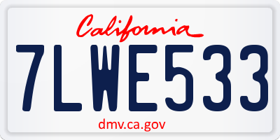 CA license plate 7LWE533