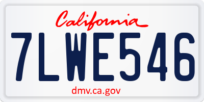 CA license plate 7LWE546