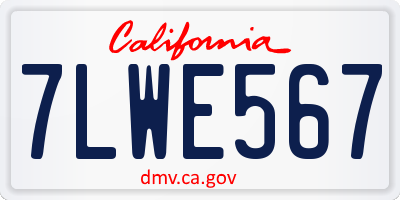 CA license plate 7LWE567