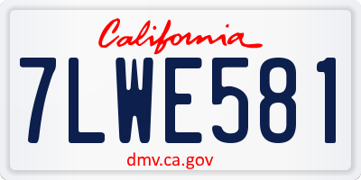 CA license plate 7LWE581