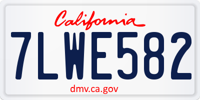CA license plate 7LWE582