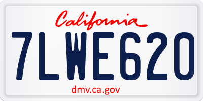 CA license plate 7LWE620