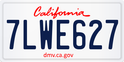 CA license plate 7LWE627