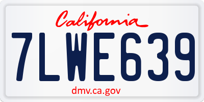 CA license plate 7LWE639