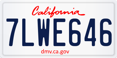 CA license plate 7LWE646