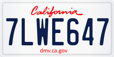 CA license plate 7LWE647