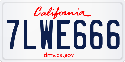 CA license plate 7LWE666