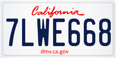 CA license plate 7LWE668