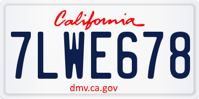 CA license plate 7LWE678
