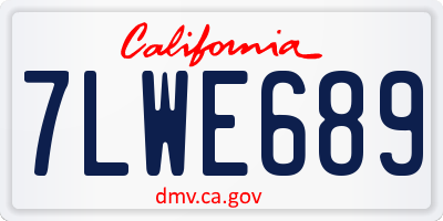 CA license plate 7LWE689