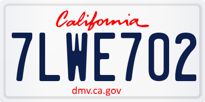 CA license plate 7LWE702
