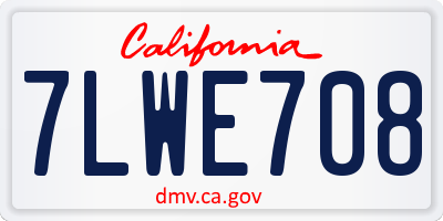 CA license plate 7LWE708
