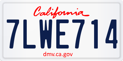 CA license plate 7LWE714