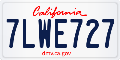 CA license plate 7LWE727