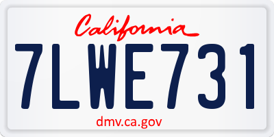 CA license plate 7LWE731