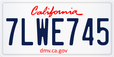 CA license plate 7LWE745