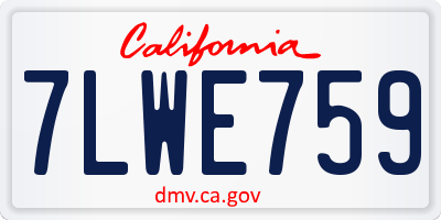 CA license plate 7LWE759