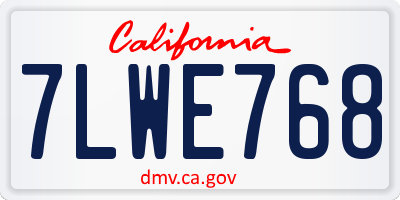 CA license plate 7LWE768